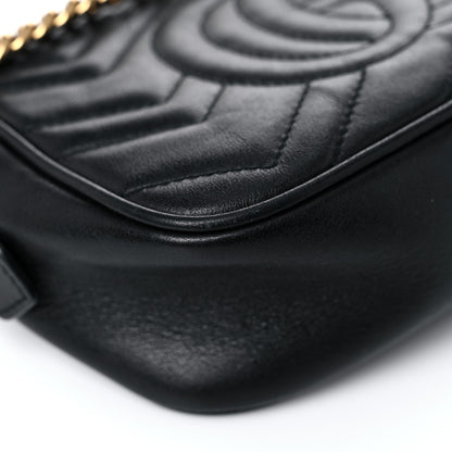 Gucci Calfskin Matelasse Mini GG Marmont Chain Shoulder Bag Black 11 of 16