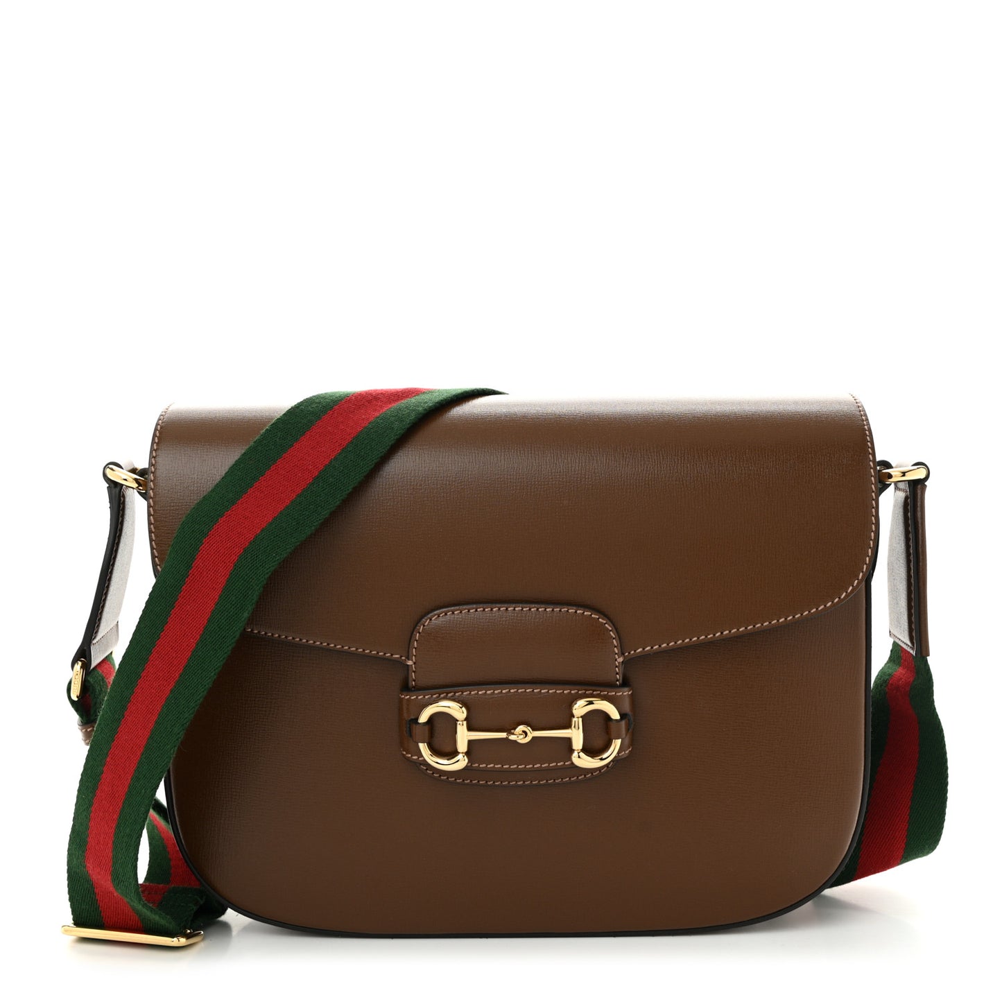 Azalea Calfskin Web Horsebit 1955 Shoulder Bag Brown Sugar