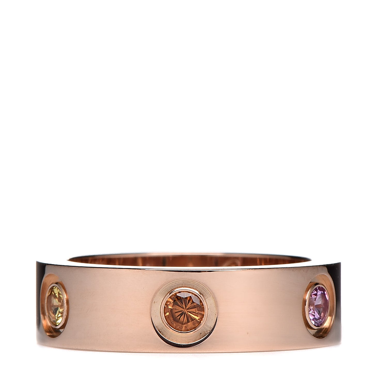 18K Pink Gold Sapphire Garnet Amethyst 5.5mm LOVE Ring 51 5.75