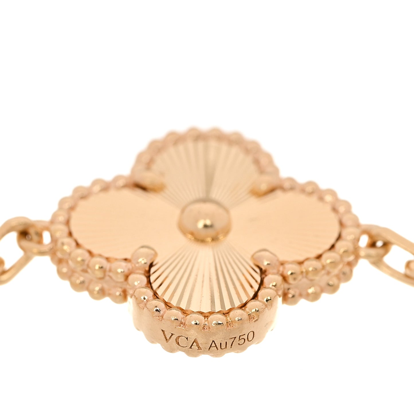 18K Yellow Gold Diamond 5 Motifs Guilloche Vintage Alhambra Bracelet