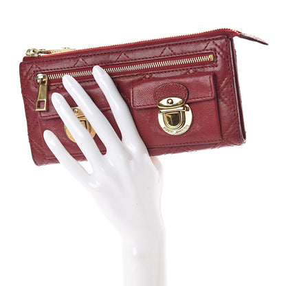 Marc Jacobs Lambskin Quilted Zip Clutch Wallet Poppy 2 of 7