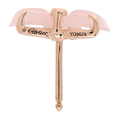 Cartier 18K Pink Gold Diamond Rose Quartz Caresse D'Orchidees Par Cartier Earrings 4 of 5
