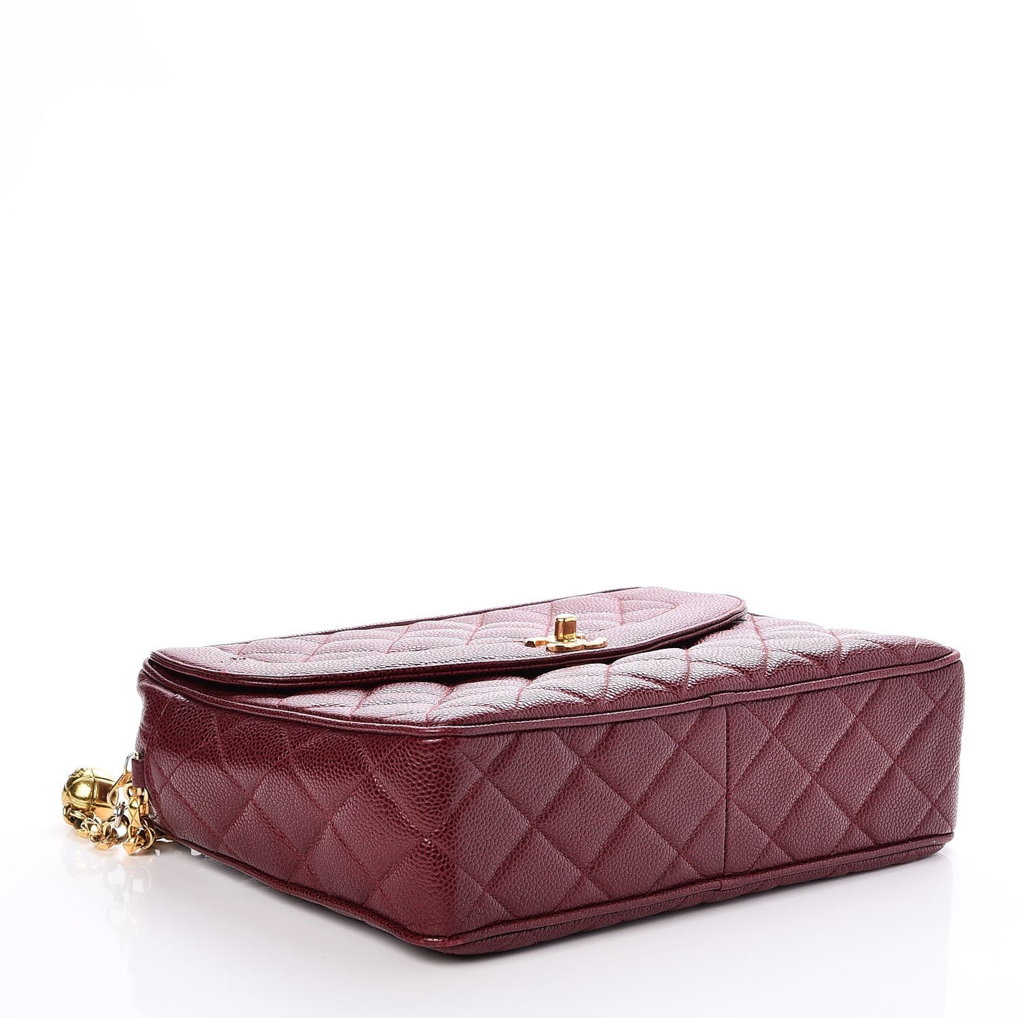 Caviar Quilted Flap Camera Case Burgundy