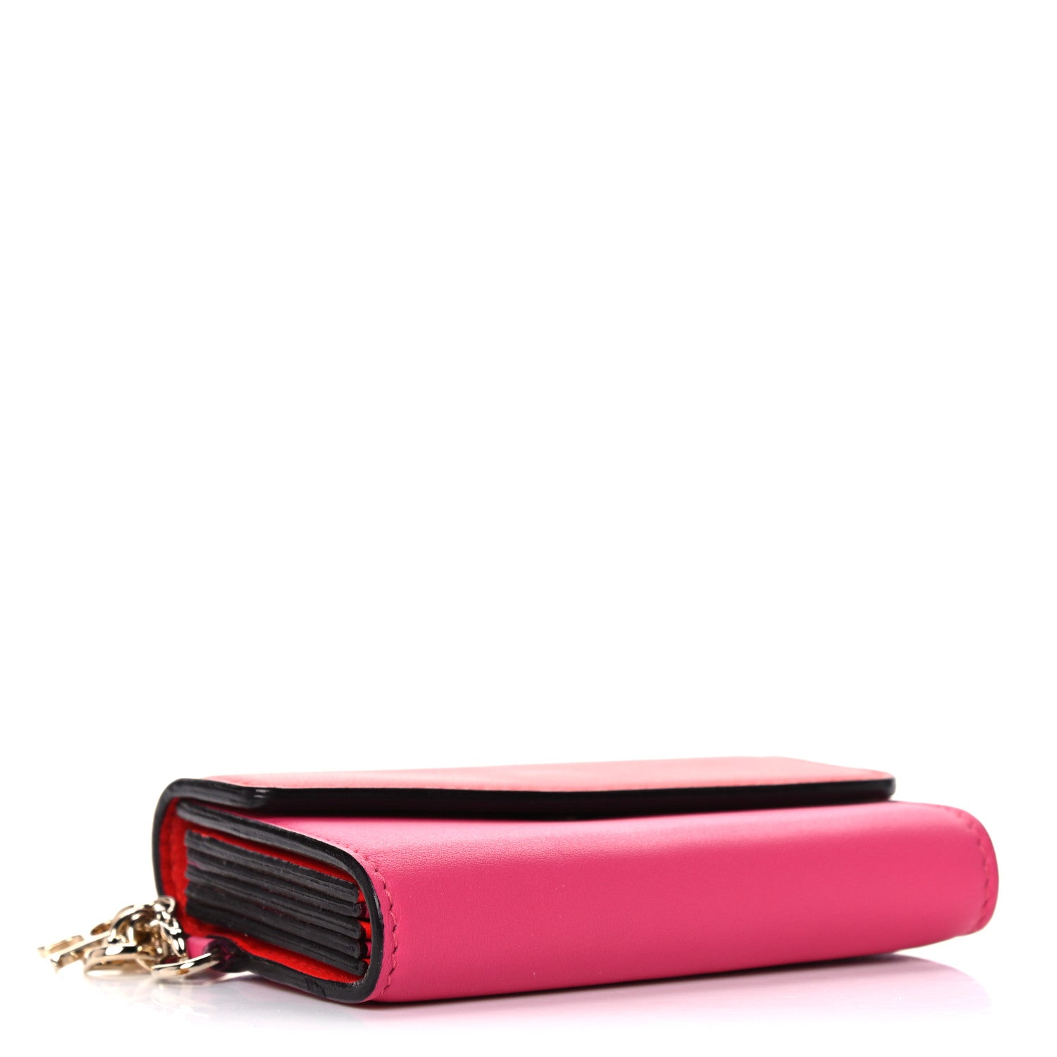 Christian Dior Smooth Calfskin Bi-Color Diorissimo Card Holder Pink Red 4 of 10