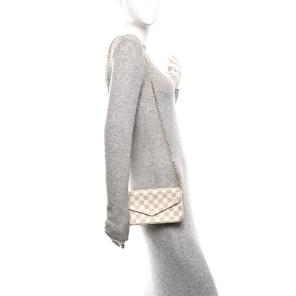 Louis Vuitton Damier Azur Pochette Felicie Chain Wallet Rose Ballerine 2 of 11