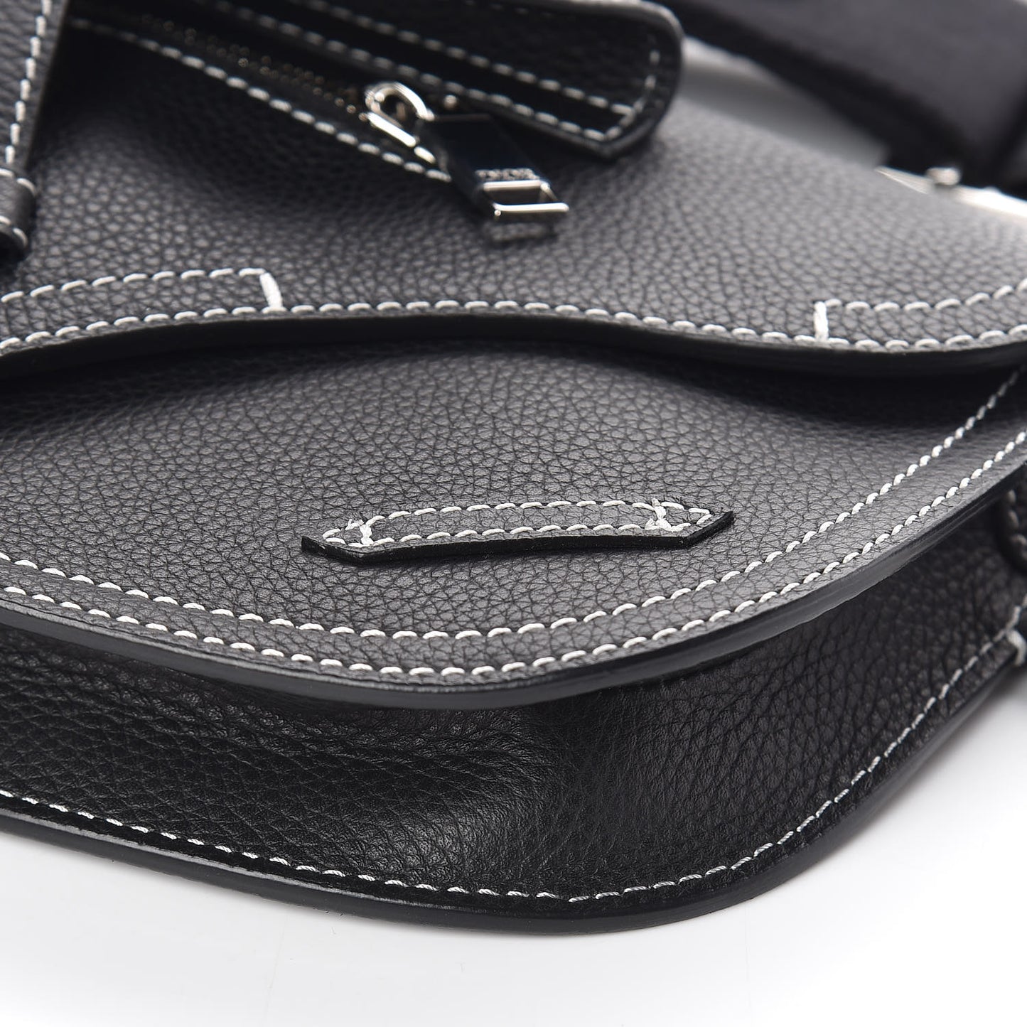 X KAWS Grained Calfskin Saddle Pouch Black