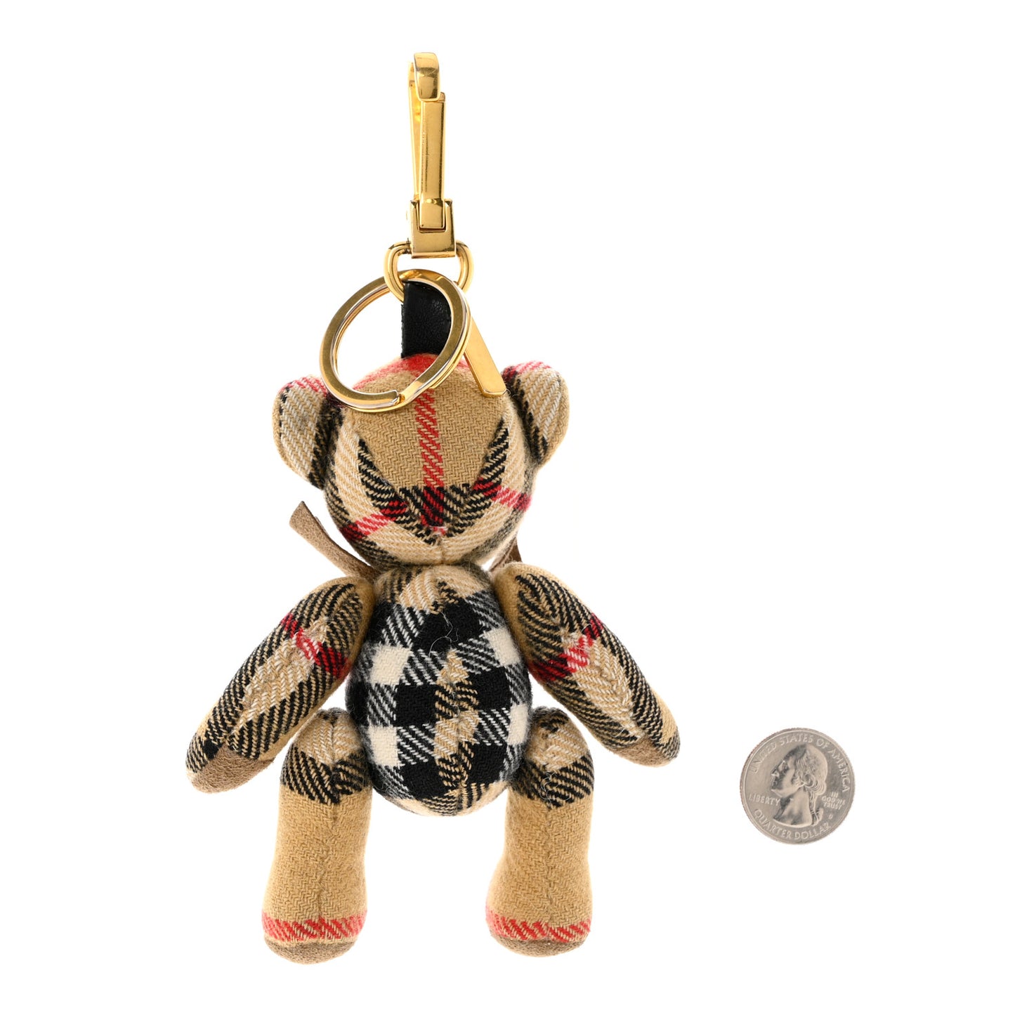 Cashmere Vintage Check Thomas Bear Bag Charm Antique Yellow