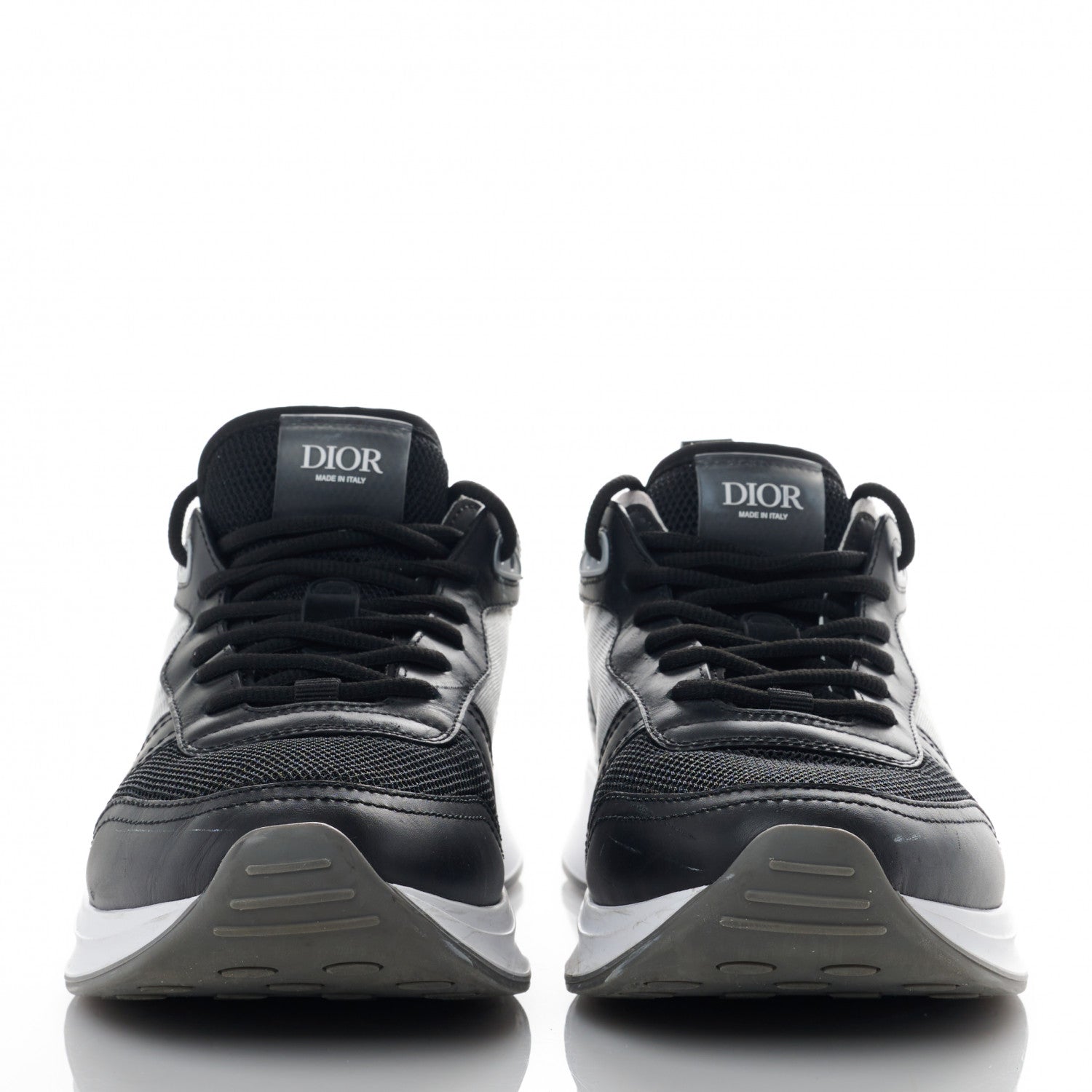 Christian Dior Smooth Calfskin Technical Mesh Oblique Mens B25 Runner Sneakers 42 Black Grey 2 of 11