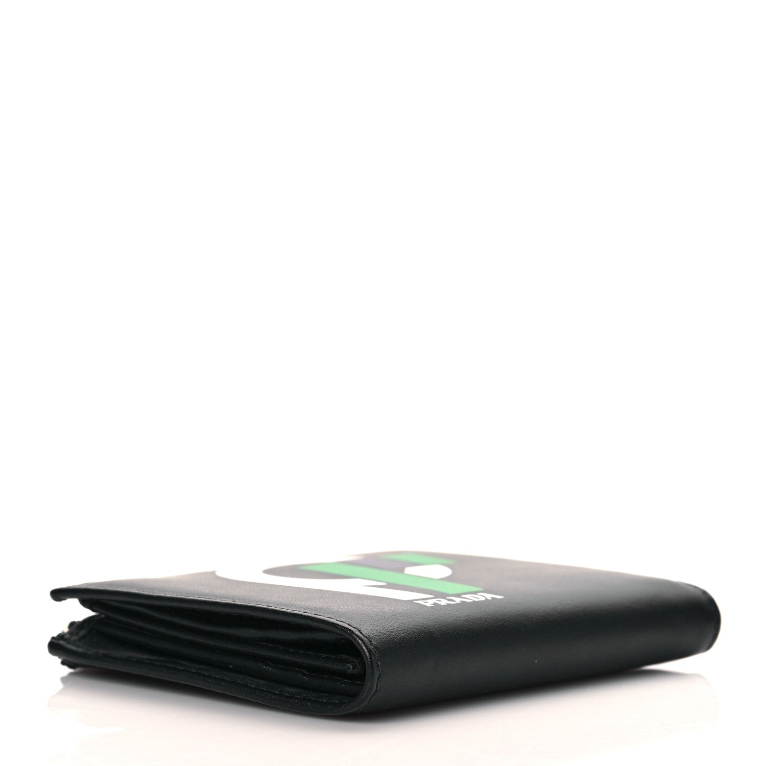 Prada Calfskin Racing Logo Wallet Black Green 4 of 9