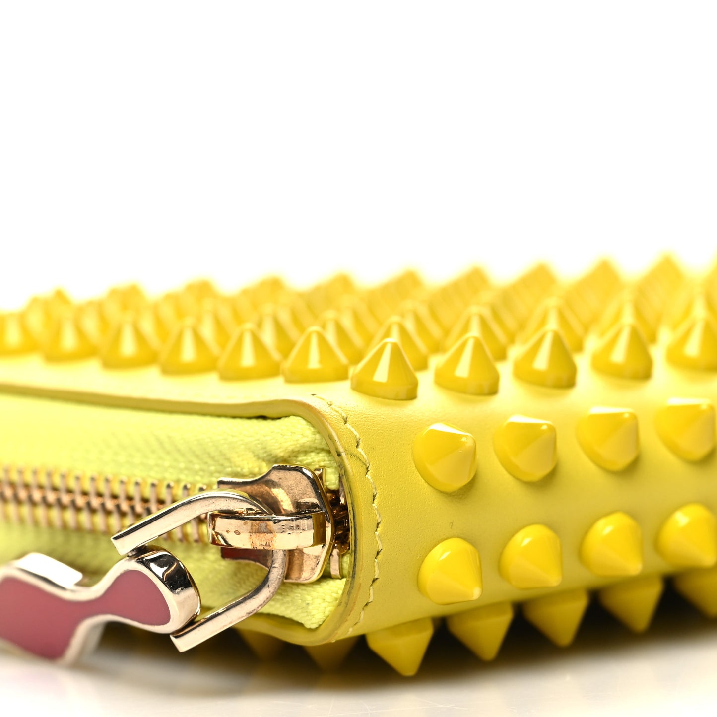 Calfskin Panettone Spiked Zip Around Wallet Yellow