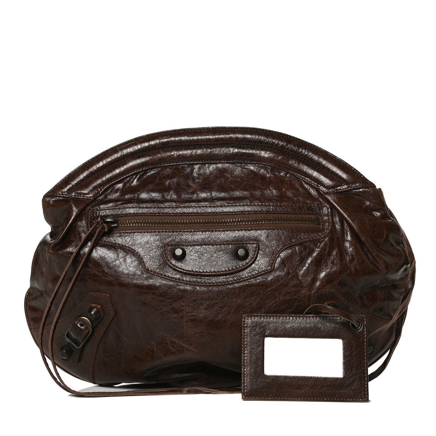 Chevre Classic Hardware Oval Clutch Truffle