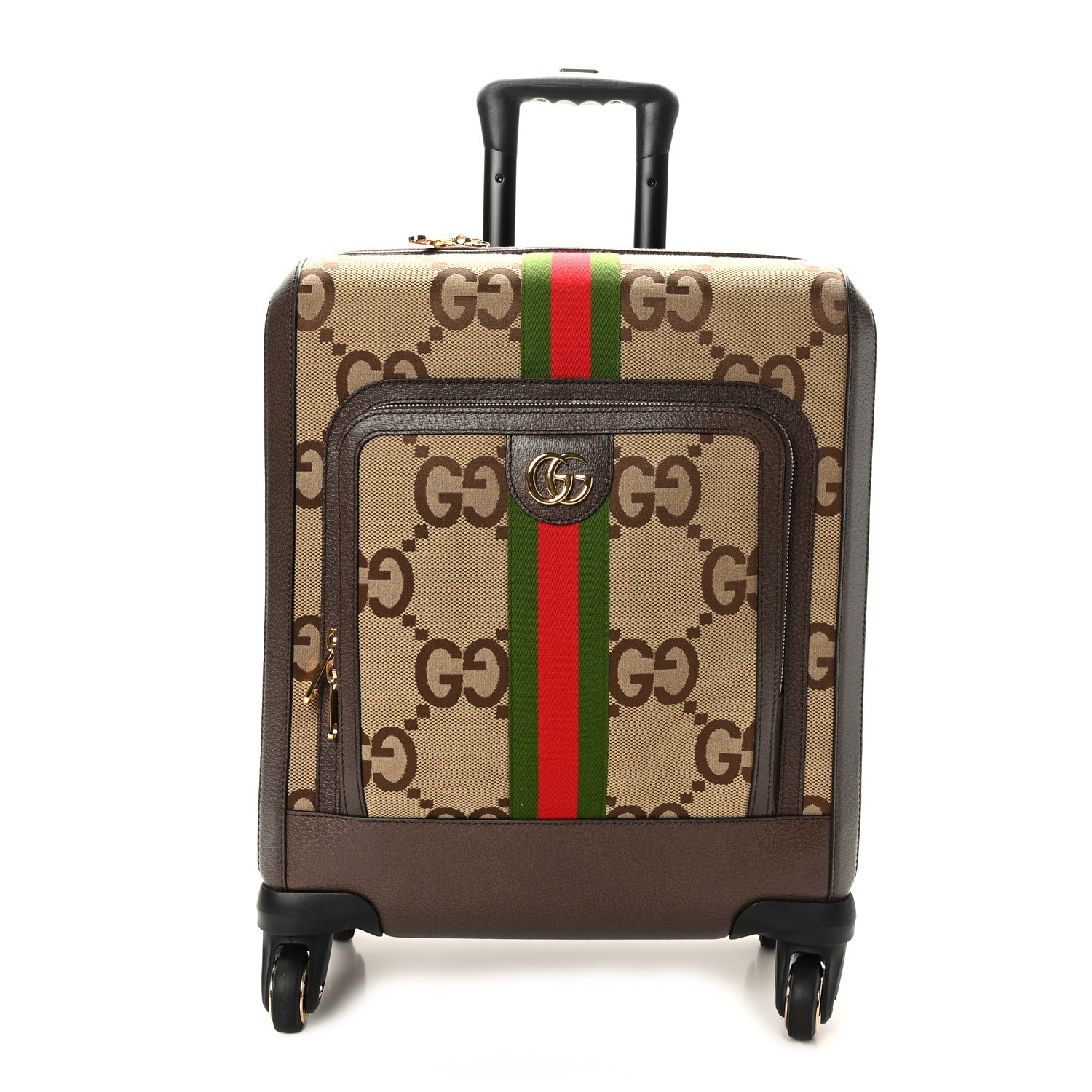 Gucci Monogram Jumbo GG Textured Dollar Calfskin Web Small Savoy Cabin Trolley Camel Ebony New Acero 1 of 8
