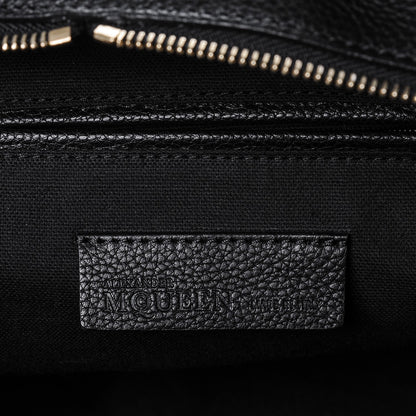 Alexander McQueen Pebbled Calfskin Large Skull Padlock Zip Around Tote Black 6 of 7