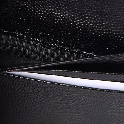 Saint Laurent Grain De Poudre Matelasse Chevron Monogram Zipped Card Case Black 7 of 8