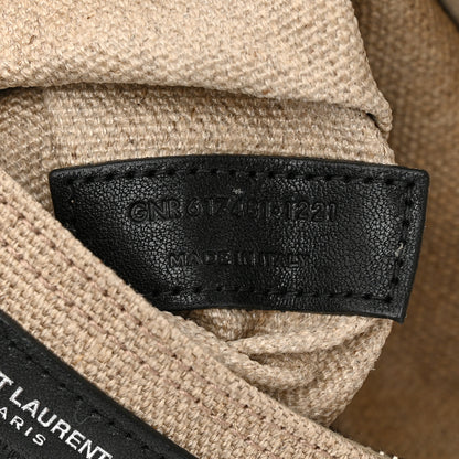 Saint Laurent Linen Calfskin Small Rive Gauche Tote Greggio Natural 7 of 14