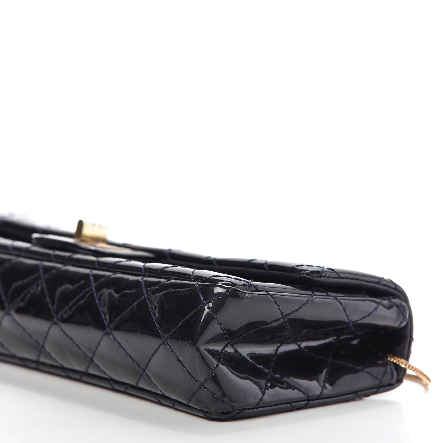 Chanel Patent Quilted 2.55 Reissue East West Clutch Navy Blue 7 of 10