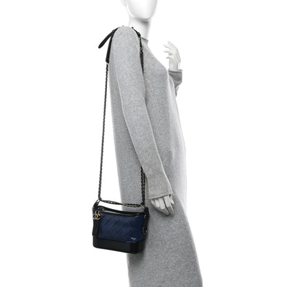 Chanel Aged Calfskin Quilted Small Gabrielle Hobo Navy Black 2 of 10