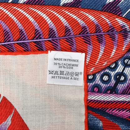 Hermes Cashmere Silk Plumes En Fete Shawl 140 Gris Chine Mauve 6 of 6