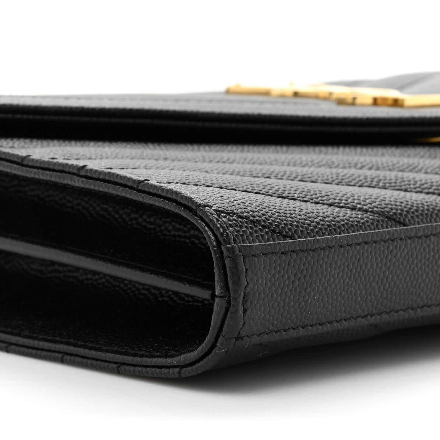 Grain De Poudre Matelasse Chevron Monogram Chain Wallet Black