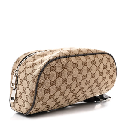 Gucci Monogram Dollar Calfskin Waist Pouch Beige Ebony Testa di Moro Marrone Scuro 4 of 10