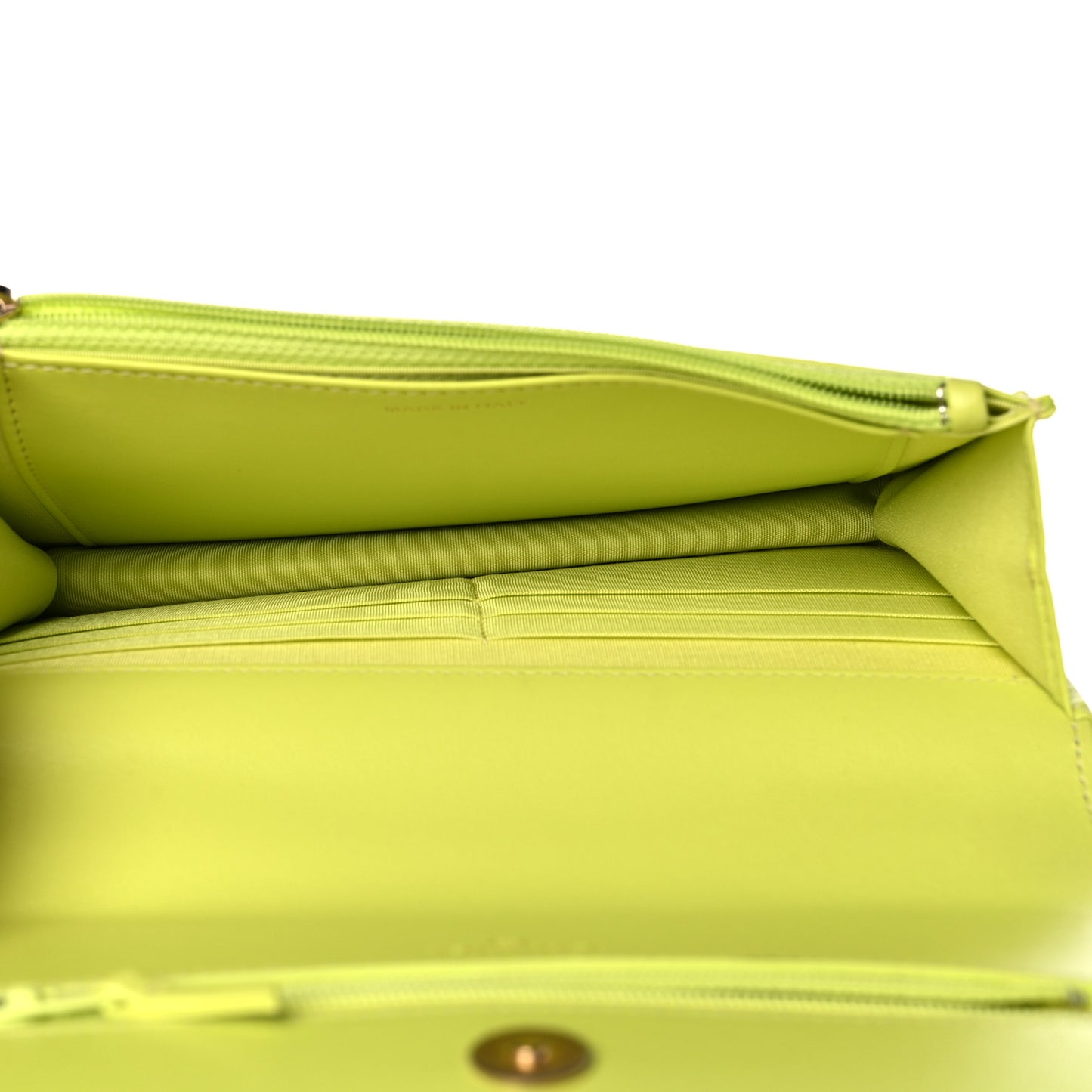 Shiny Lambskin Quilted Chanel 19 Wallet On Chain WOC Neon Yellow