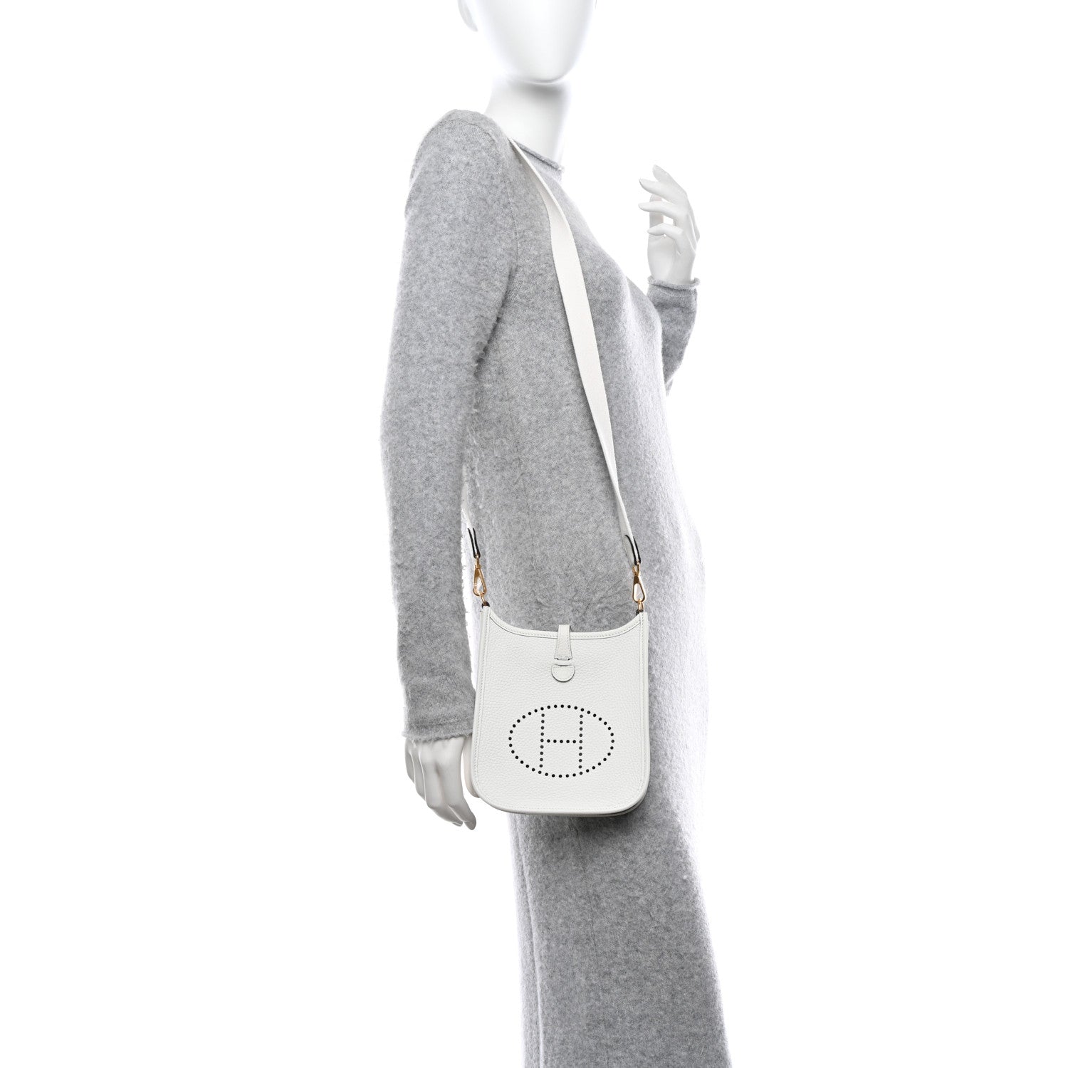 Hermes Taurillon Clemence Evelyne TPM New White 2 of 9