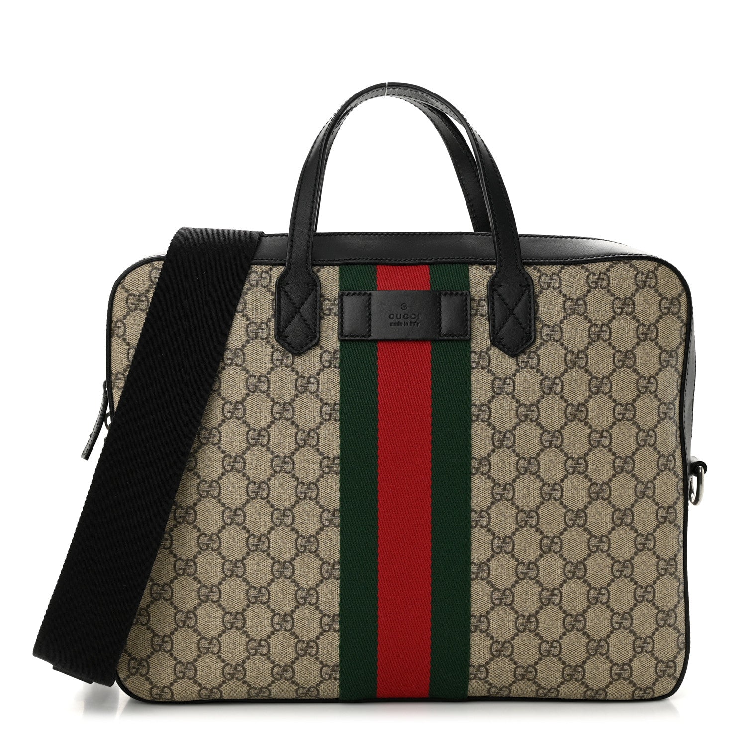 Gucci GG Supreme Monogram Web Briefcase Black 1 of 10