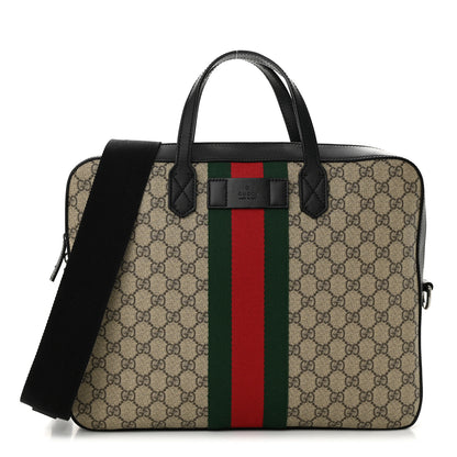Gucci GG Supreme Monogram Web Briefcase Black 1 of 10
