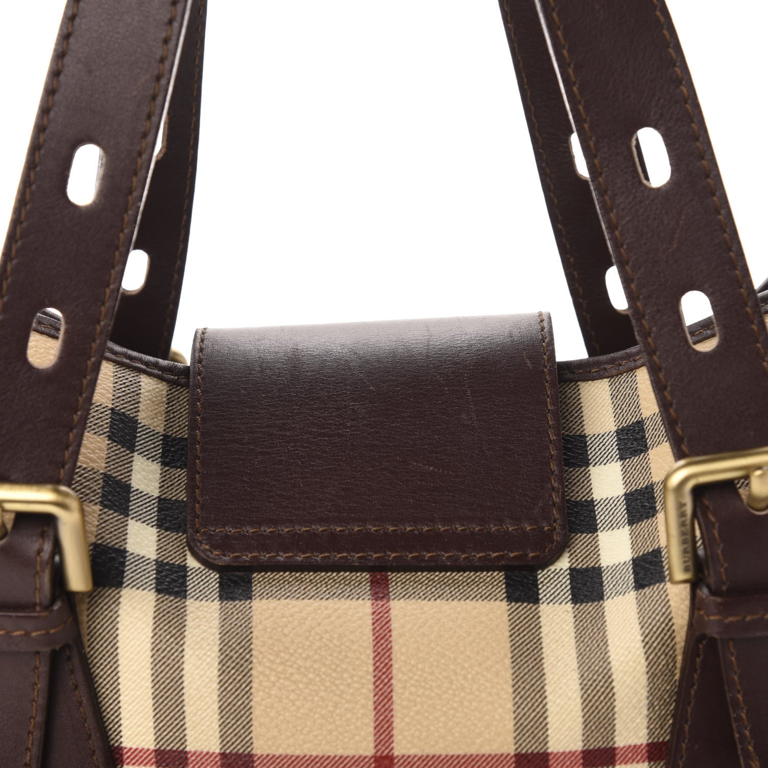 Burberry Haymarket Check Buckle Satchel Chocolate 12 of 13