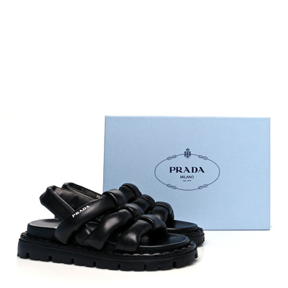 Prada Nappa Padded Blow 20mm Slingback Sandals 35 Black 9 of 9
