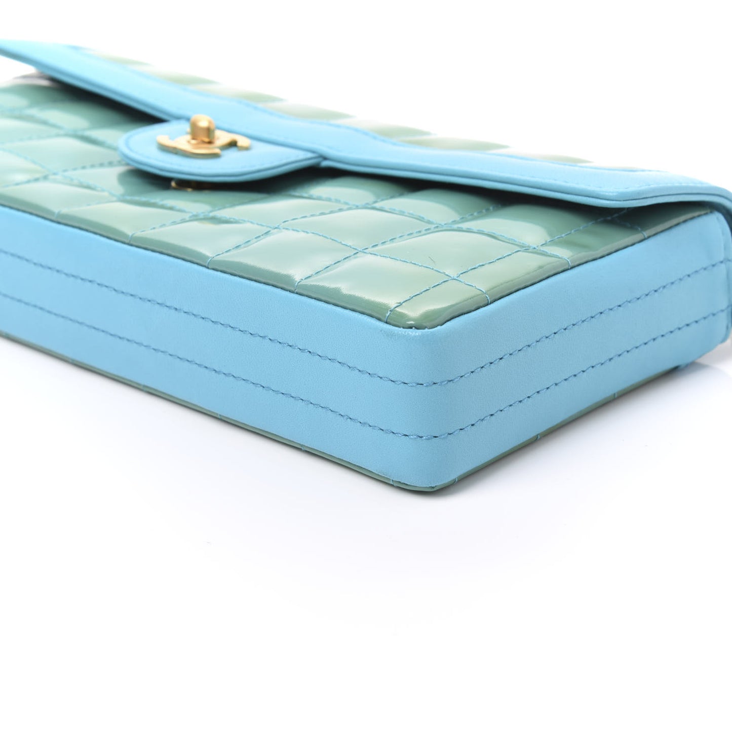 Patent East West Chocolate Bar Flap Turquoise