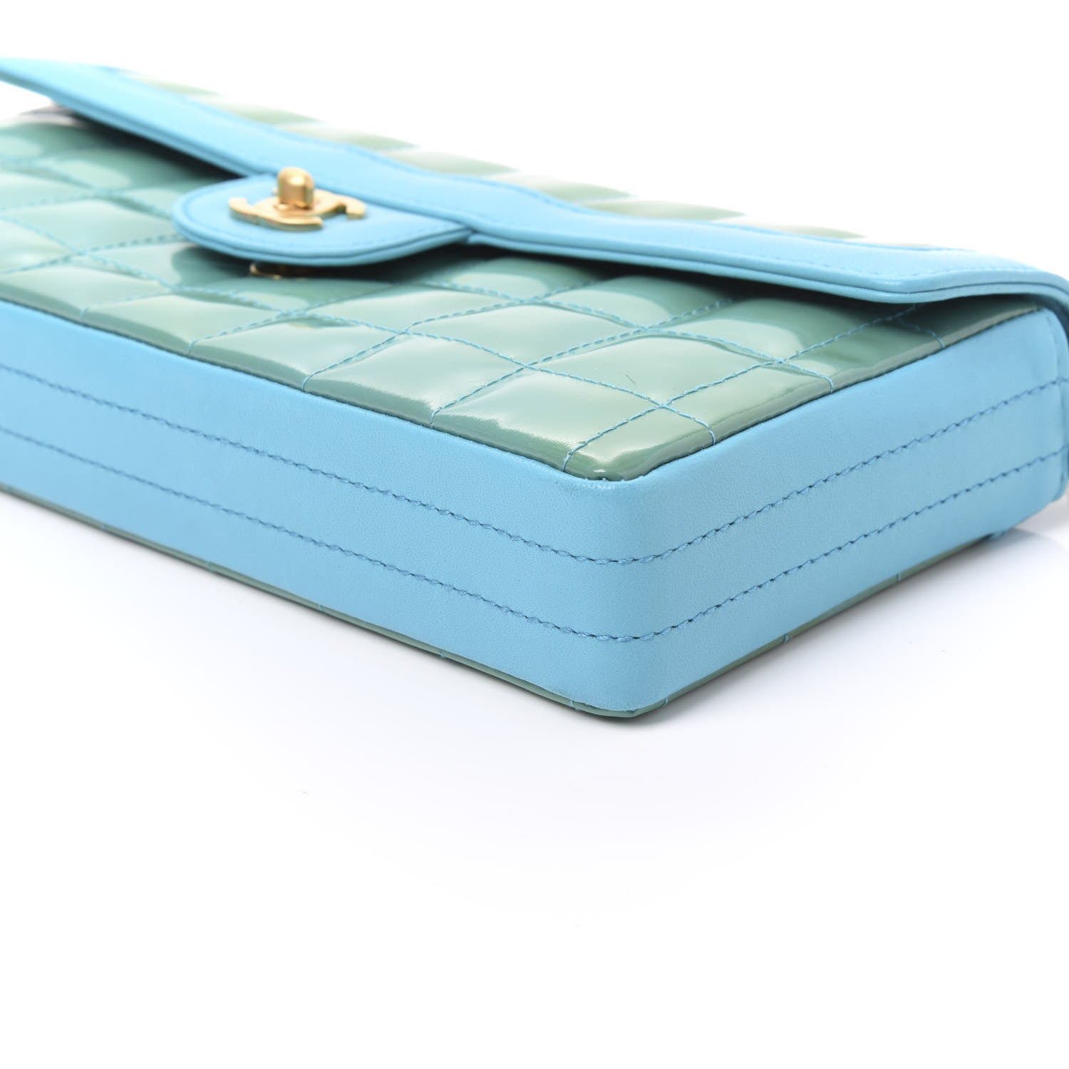 Chanel Patent East West Chocolate Bar Flap Turquoise 6 of 11