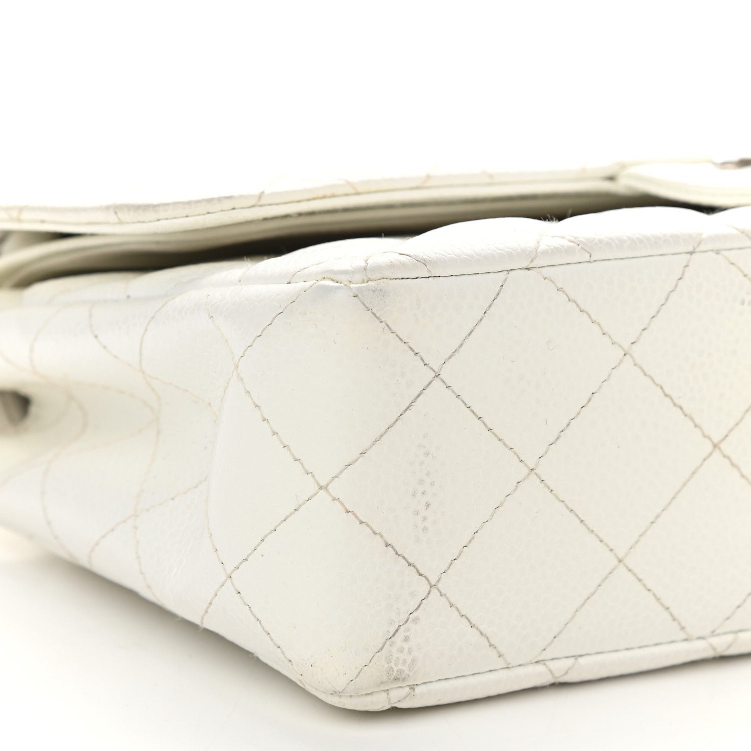 Chanel Caviar Quilted Medium Double Flap White 8 of 11