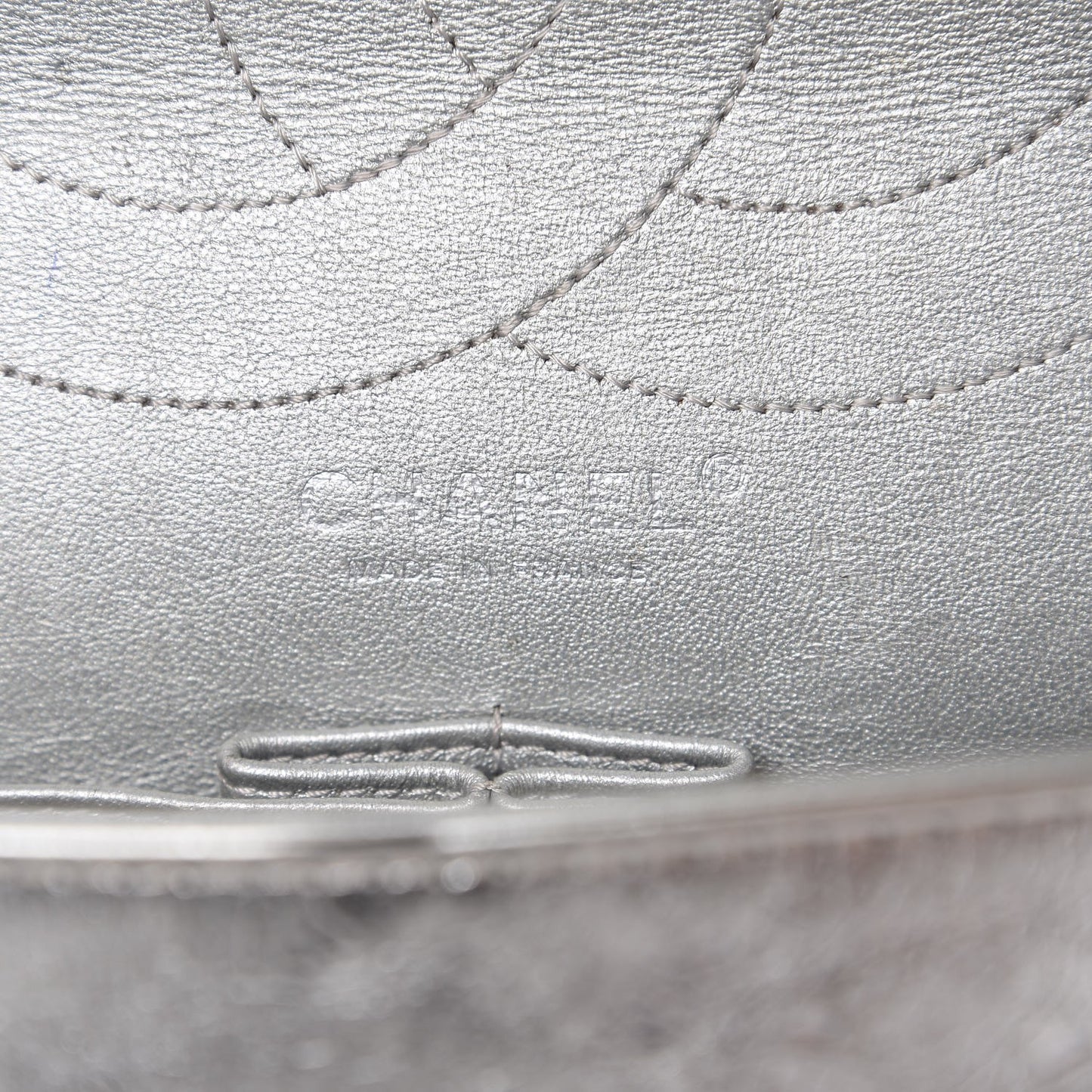 Metallic Aged Calfskin Quilted 2.55 Reissue 227 Flap Silver