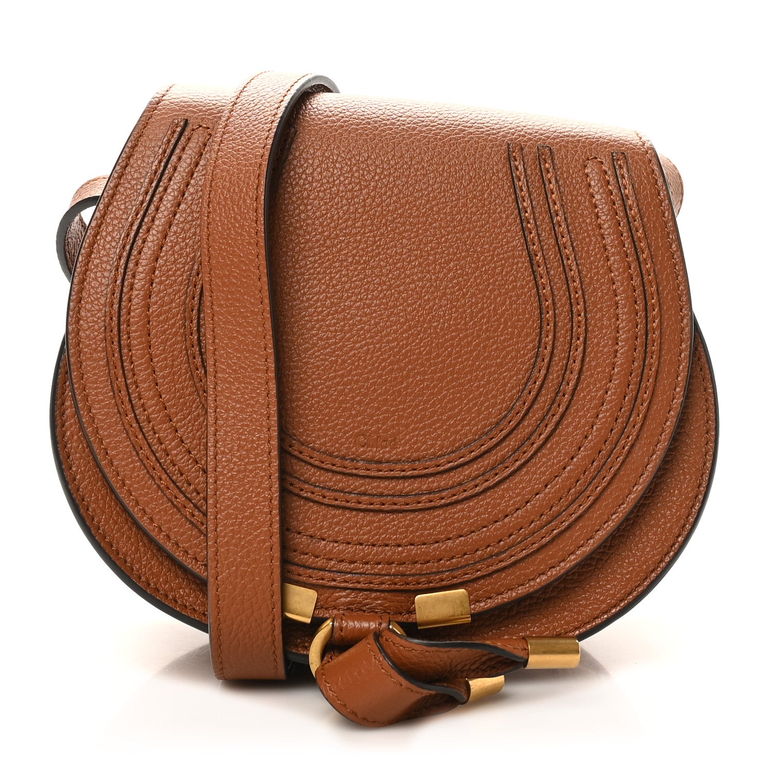 Chloe Grained Calfskin Small Marcie Saddle Bag Tan 1 of 9