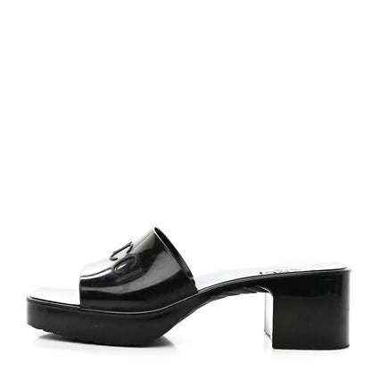 Gucci Rubber Gucci Logo Womens Platform 20/60mm Slide Sandals Black 1 of 15