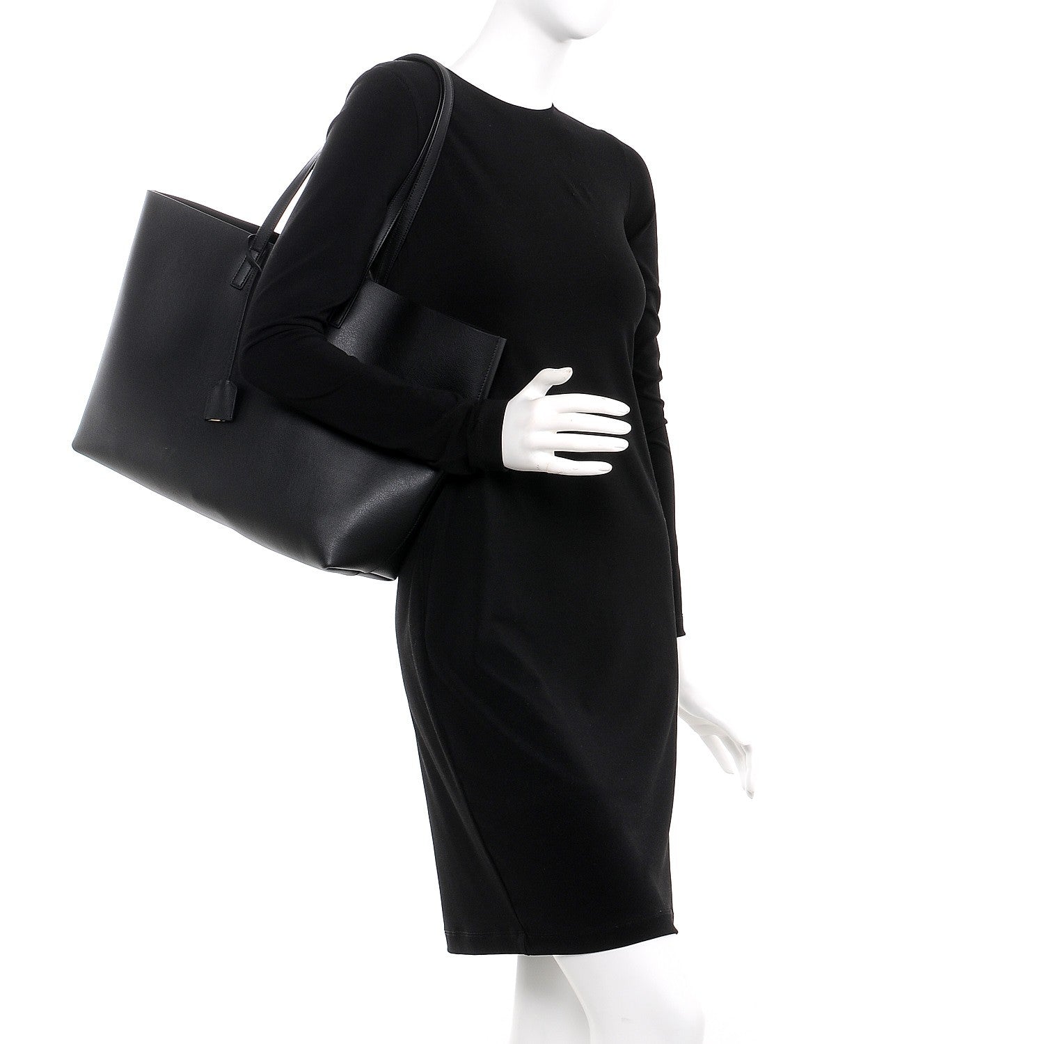 Saint Laurent Calfskin Large Shopping Tote Black 2 of 9