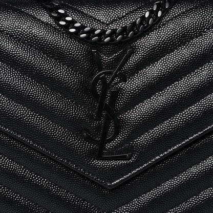 Saint Laurent Grain De Poudre Matelasse Chevron Monogram Chain Wallet Black 7 of 12