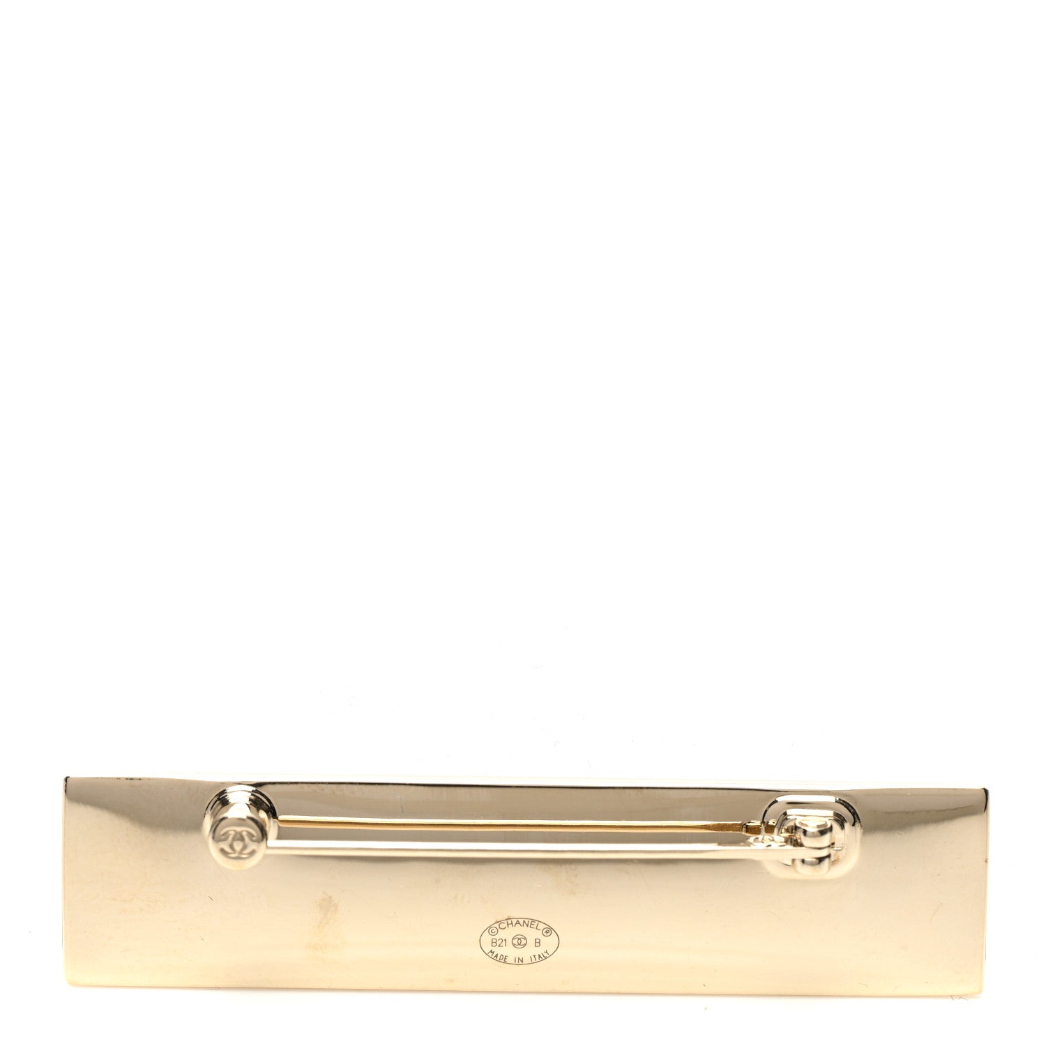 Chanel Metal Enamel Logo Brooch Gold 3 of 4