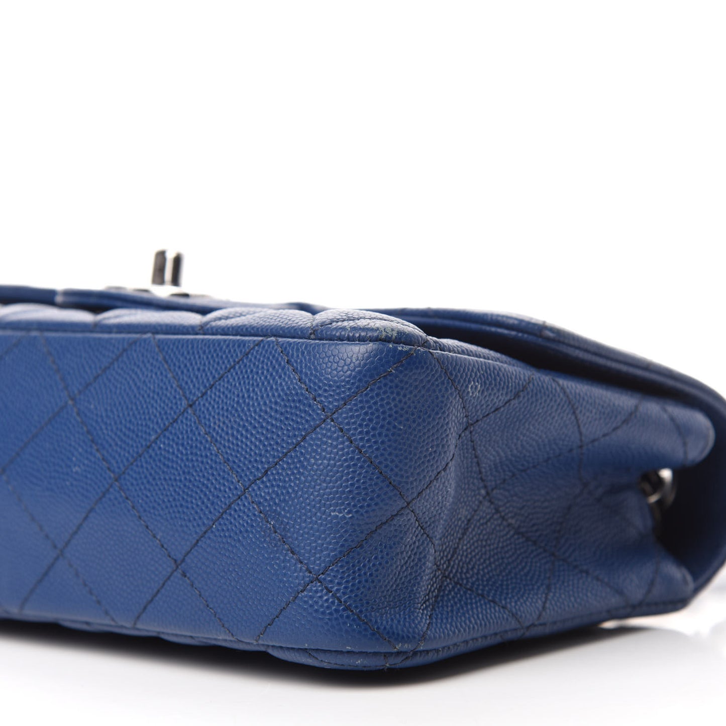 Caviar Quilted Mini Rectangular Flap Blue