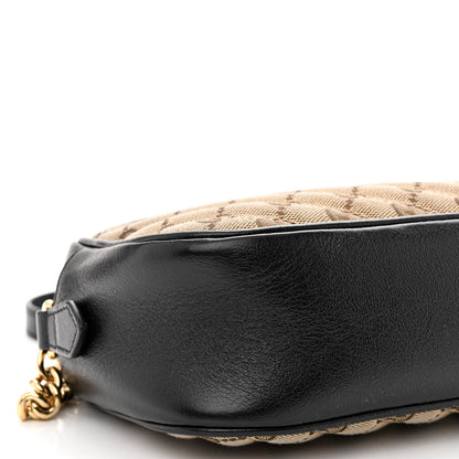 Gucci Monogram Matelasse Diagonal Small GG Marmont Chain Shoulder Bag Beige Black 10 of 11