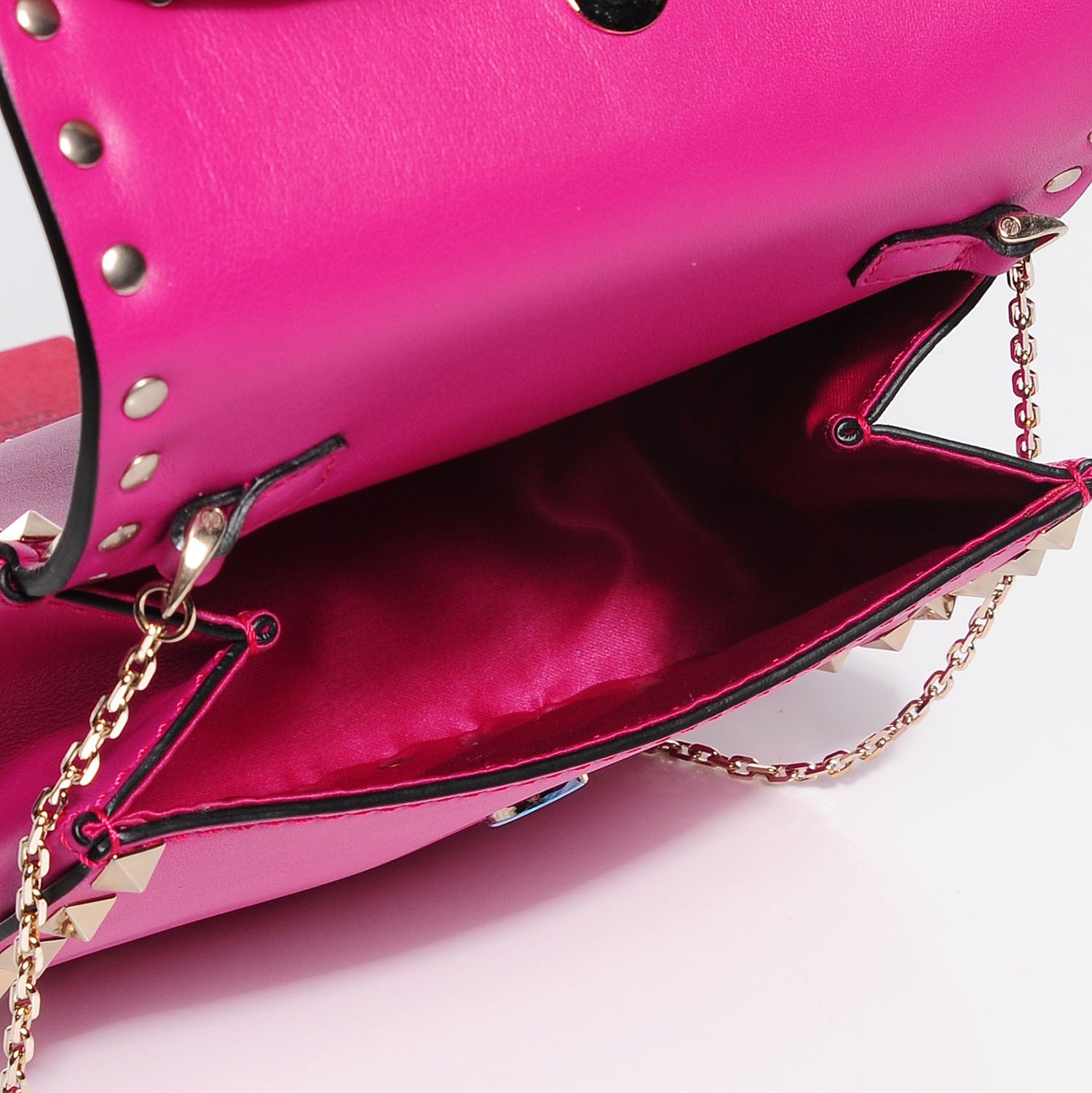 Valentino Garavani Vitello Rockstud Crossbody Saddle Bag Fuxia 7 of 10