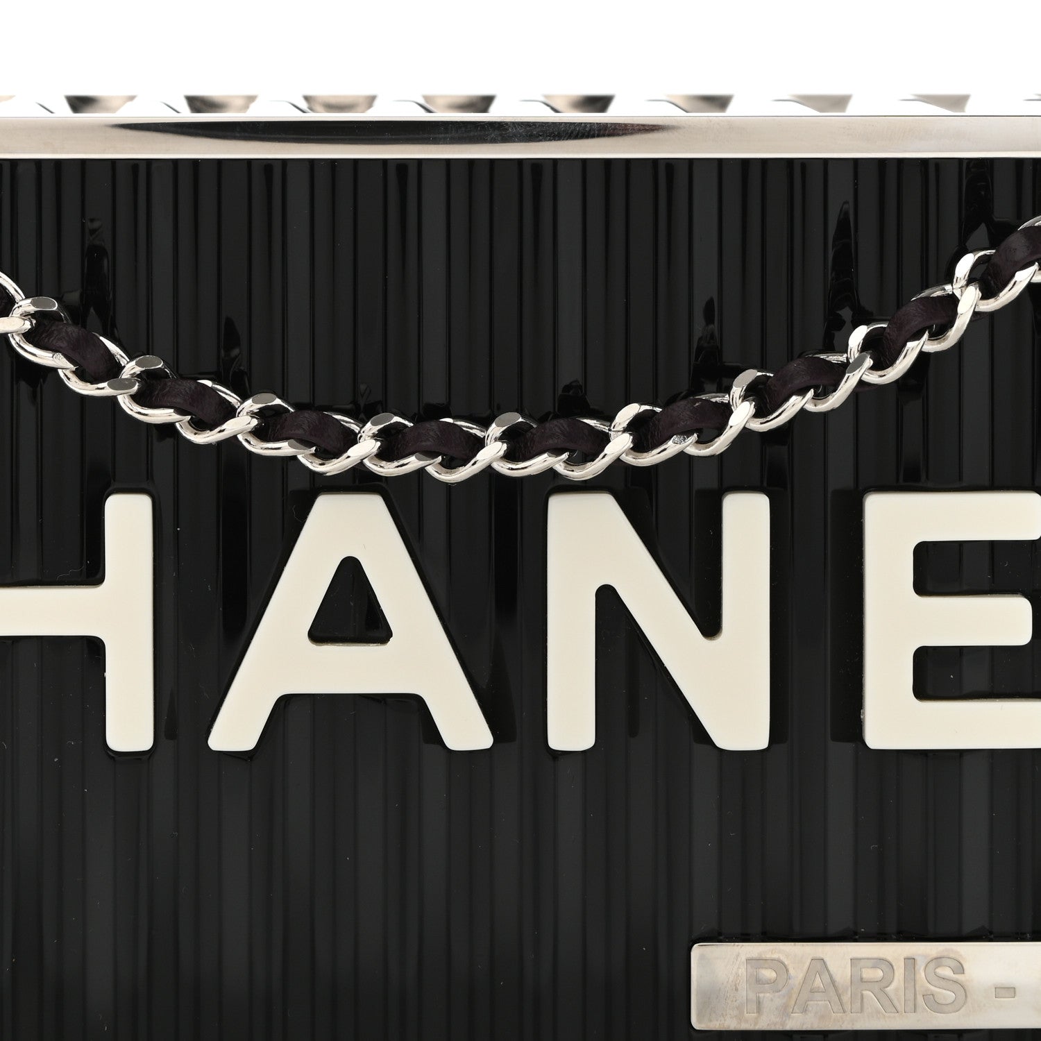 Chanel Resin Enamel CC Shopping Container Signature Minaudiere Clutch Black White 7 of 10