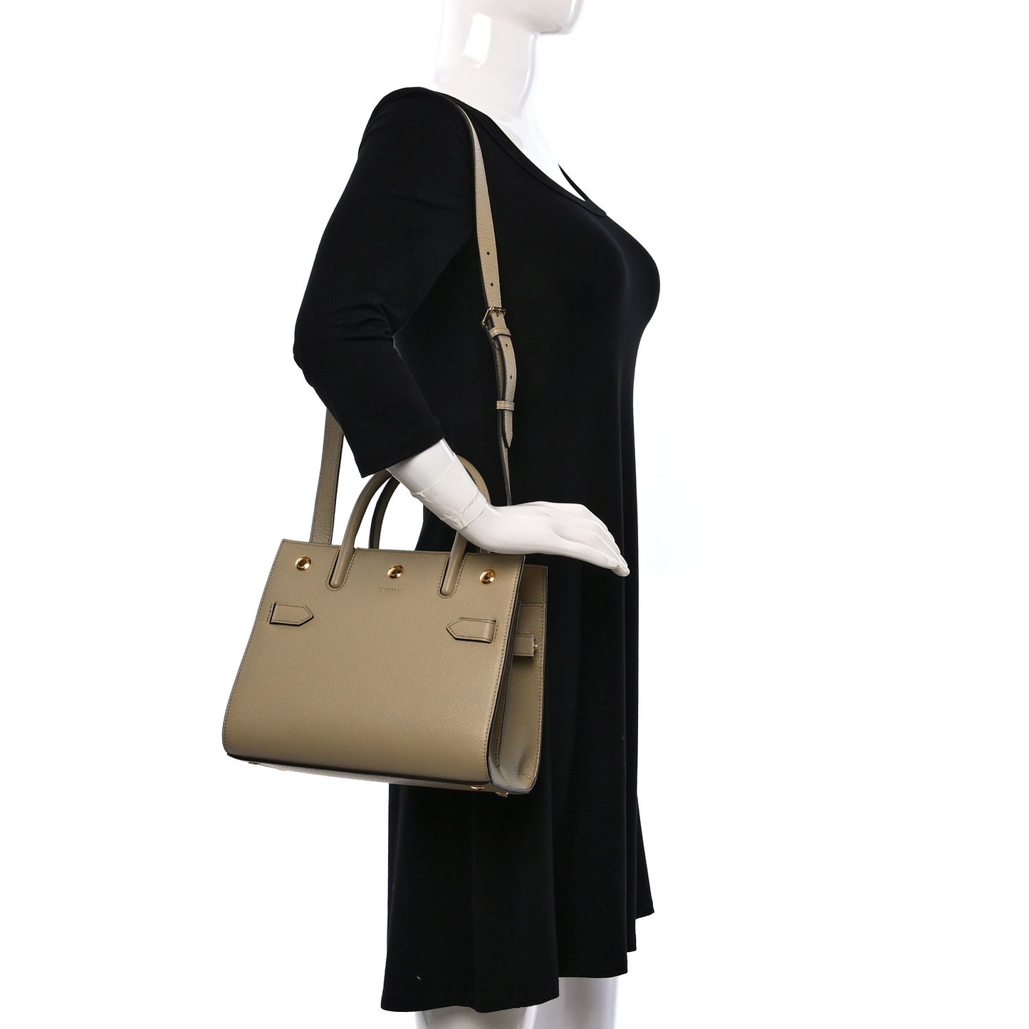 Grainy Calfskin Mini Two Handle Title Bag Camel