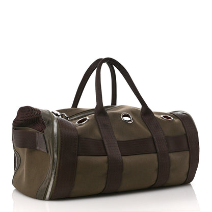 Hermes Fabric Carrying Dog Bag Kaki Feu 2 of 10