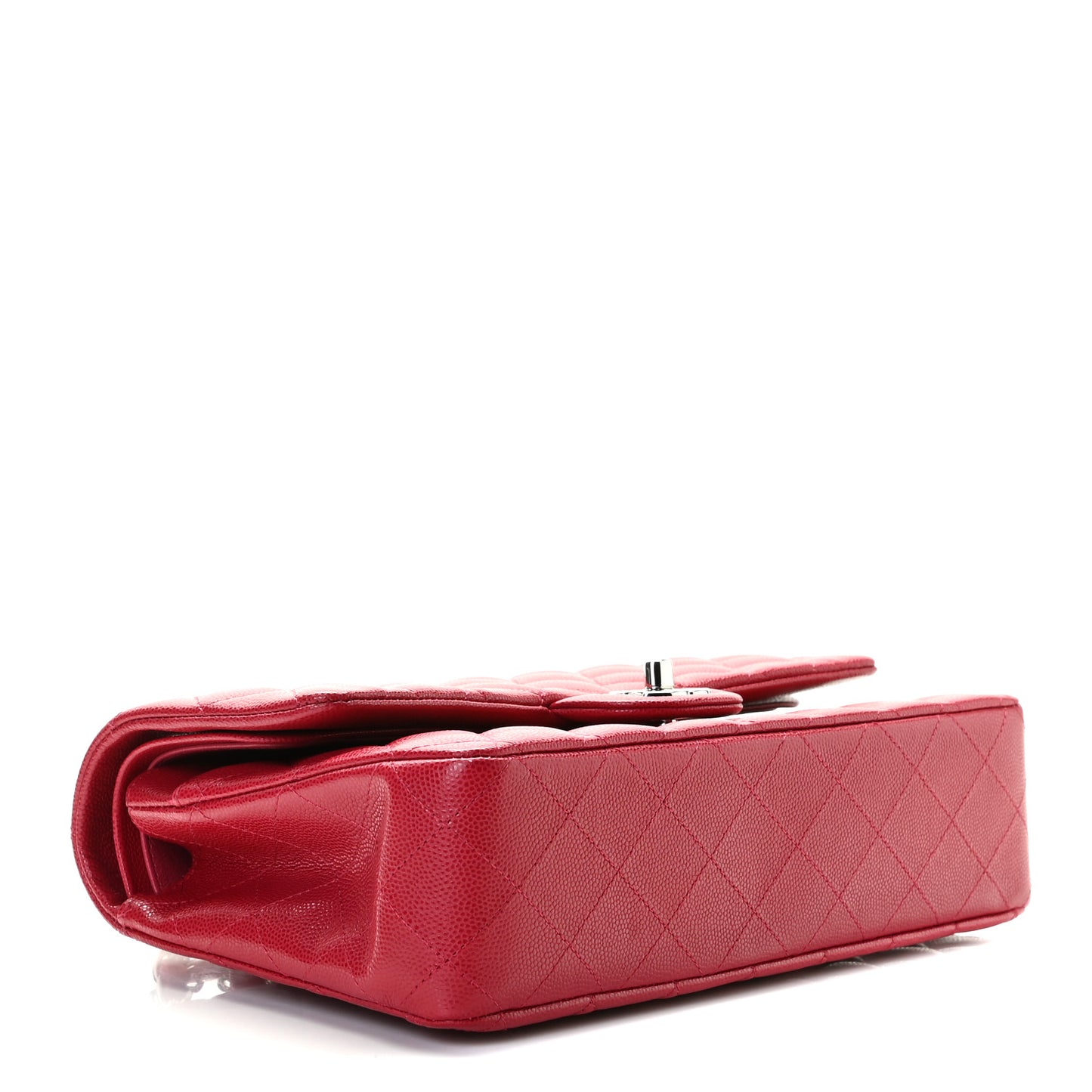 Caviar Quilted Medium Double Flap Red
