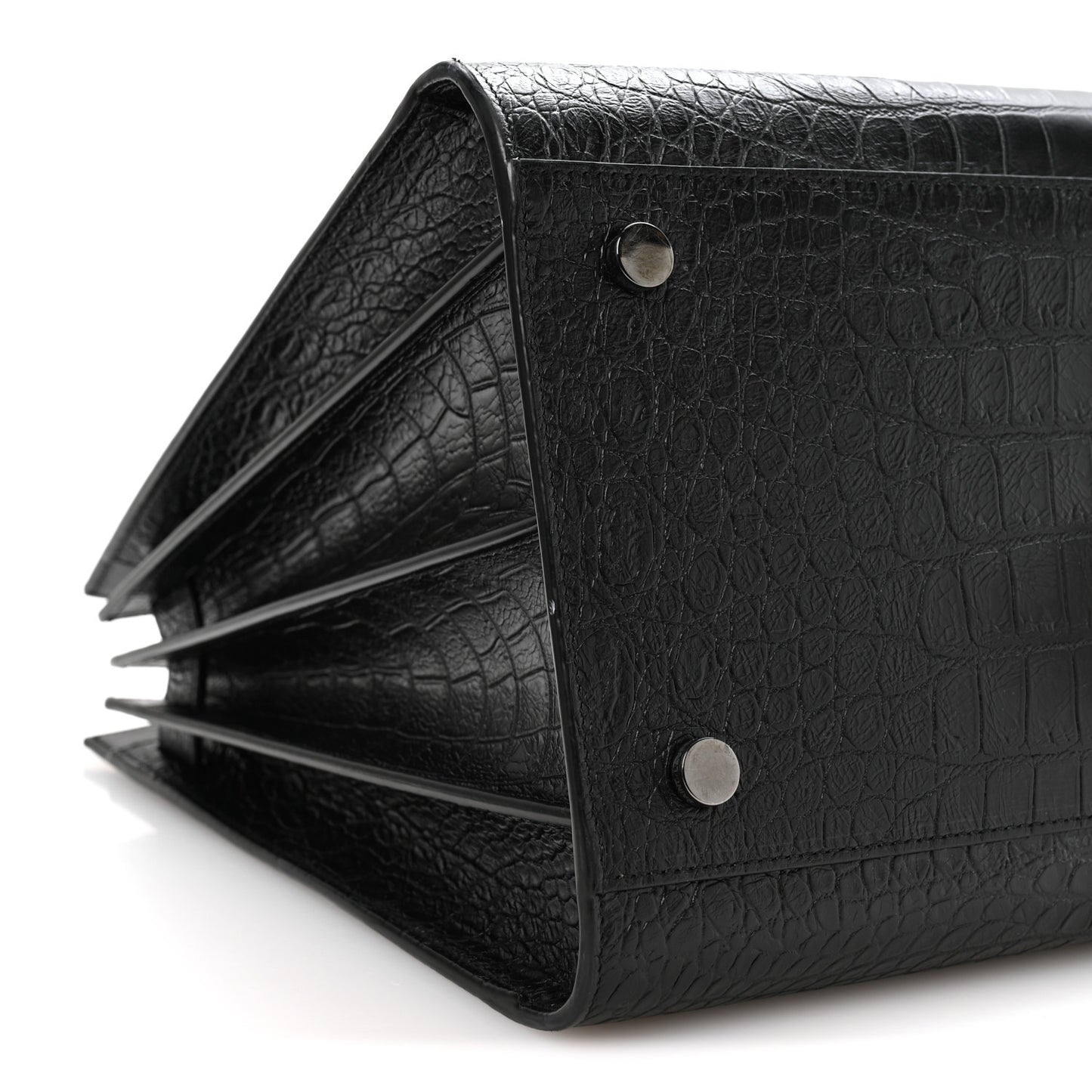Calfskin Crocodile Embossed Large Sac De Jour Carryall Black