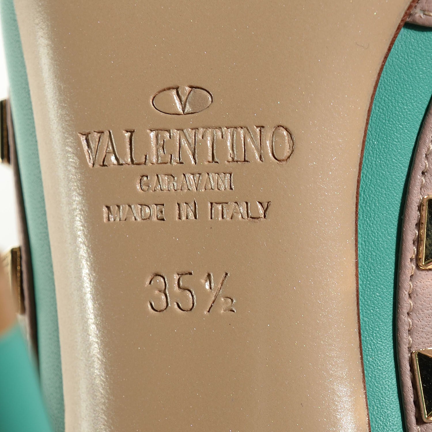 Valentino Garavani Calfskin Nappa Rockstud Ankle Strap 100mm Pumps 35.5 Colibri Poudre 6 of 7