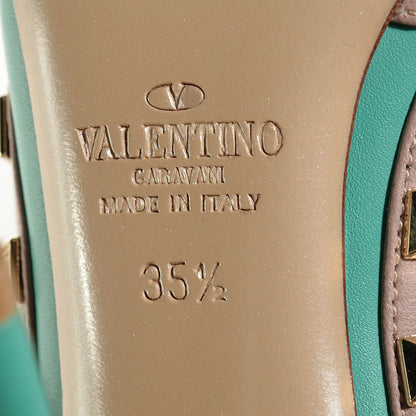 Valentino Garavani Calfskin Nappa Rockstud Ankle Strap 100mm Pumps 35.5 Colibri Poudre 6 of 7