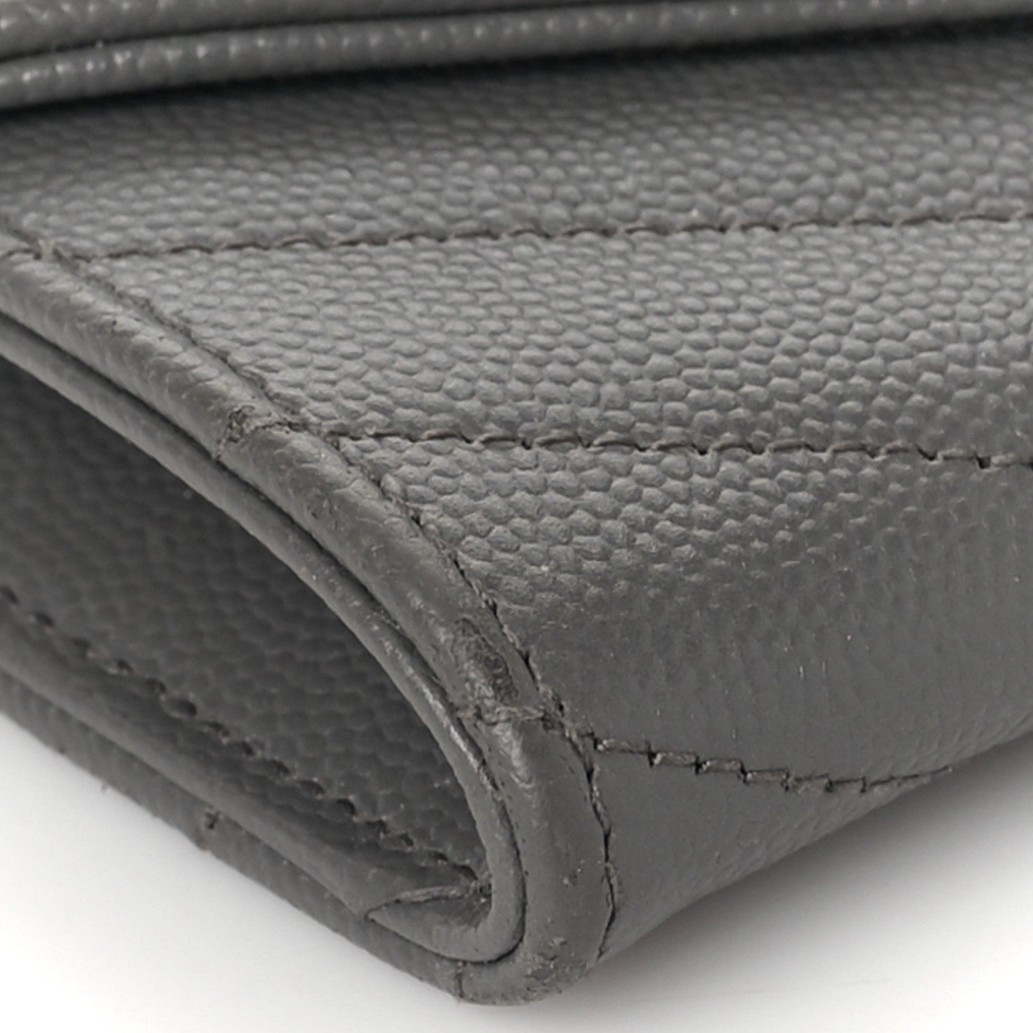 Saint Laurent Grain De Poudre Matelasse Chevron Small Monogram Envelope Wallet Fog 7 of 8